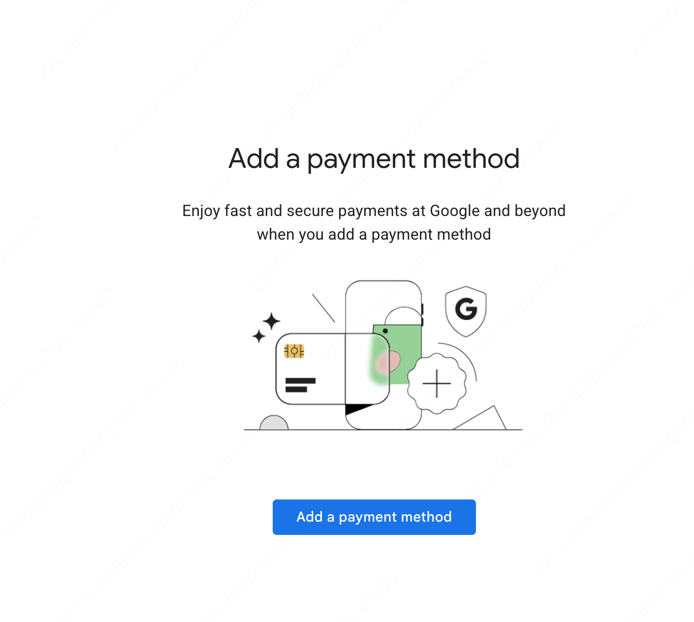 Google payment page after all payment profiles are closed